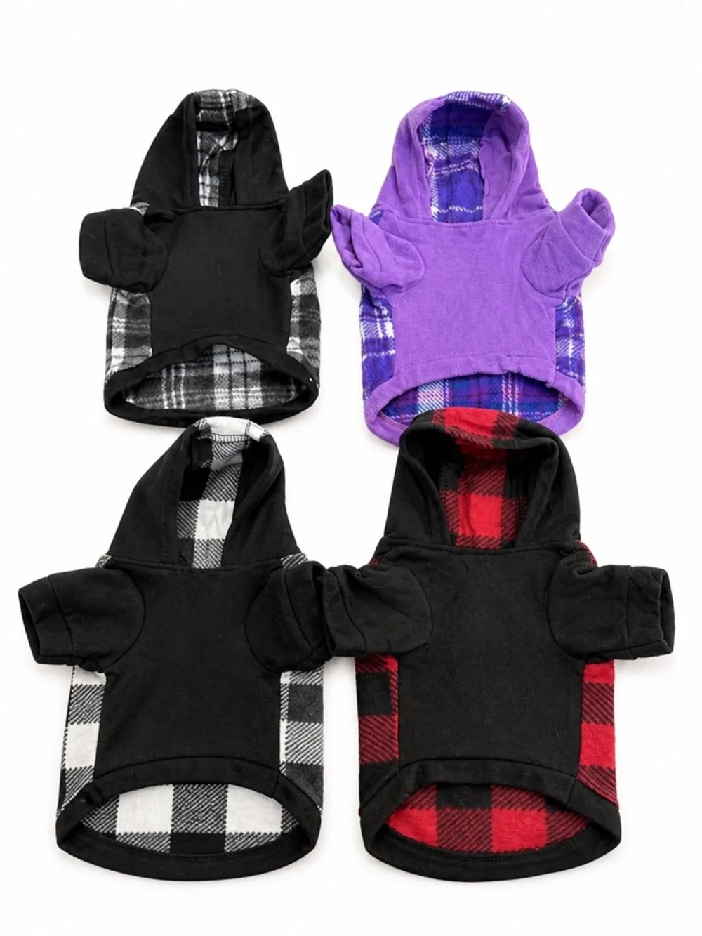 4 Pack Small Dog Sweaters Fleece Hoodies Plaid Winter Pet Clothes New